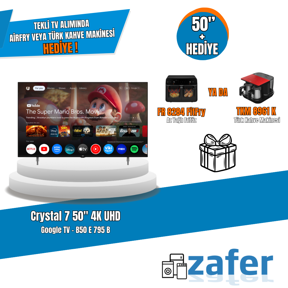 Beko Google TV 50 NC 4K – Türk Kahvesi Makinesi veya Fritöz Hediyeli İndirimli Fırsat